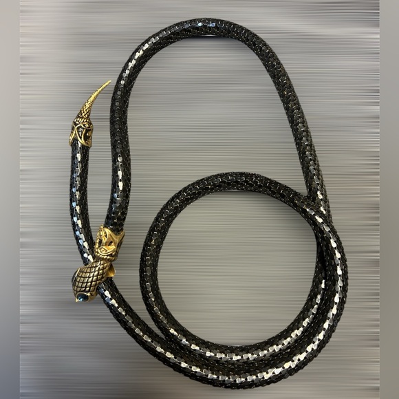 Vintage Snake Blue Eyes Necklace/Belt & Red Eyes Bracelet Set - UNIQUE RARE - Picture 2 of 4